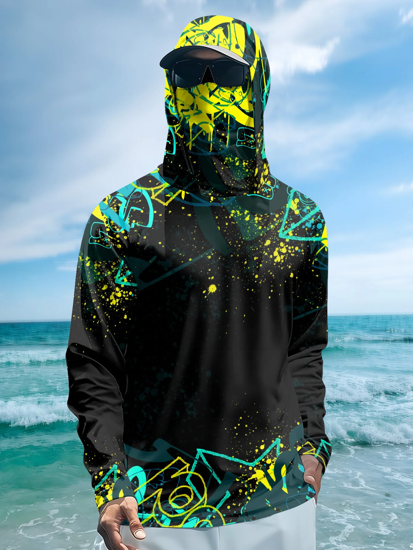 Fishing Hoodie - Hoodie Pancing Pria UPF50+ dengan Masker