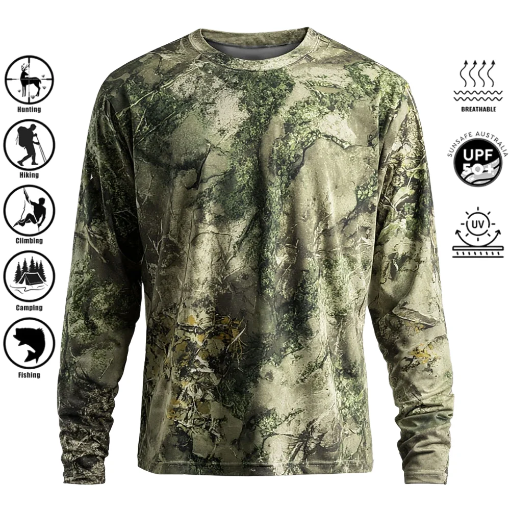 Fishing Shirt Uv Protection - Kaos Lengan Panjang Pria, Bahan Poliester,