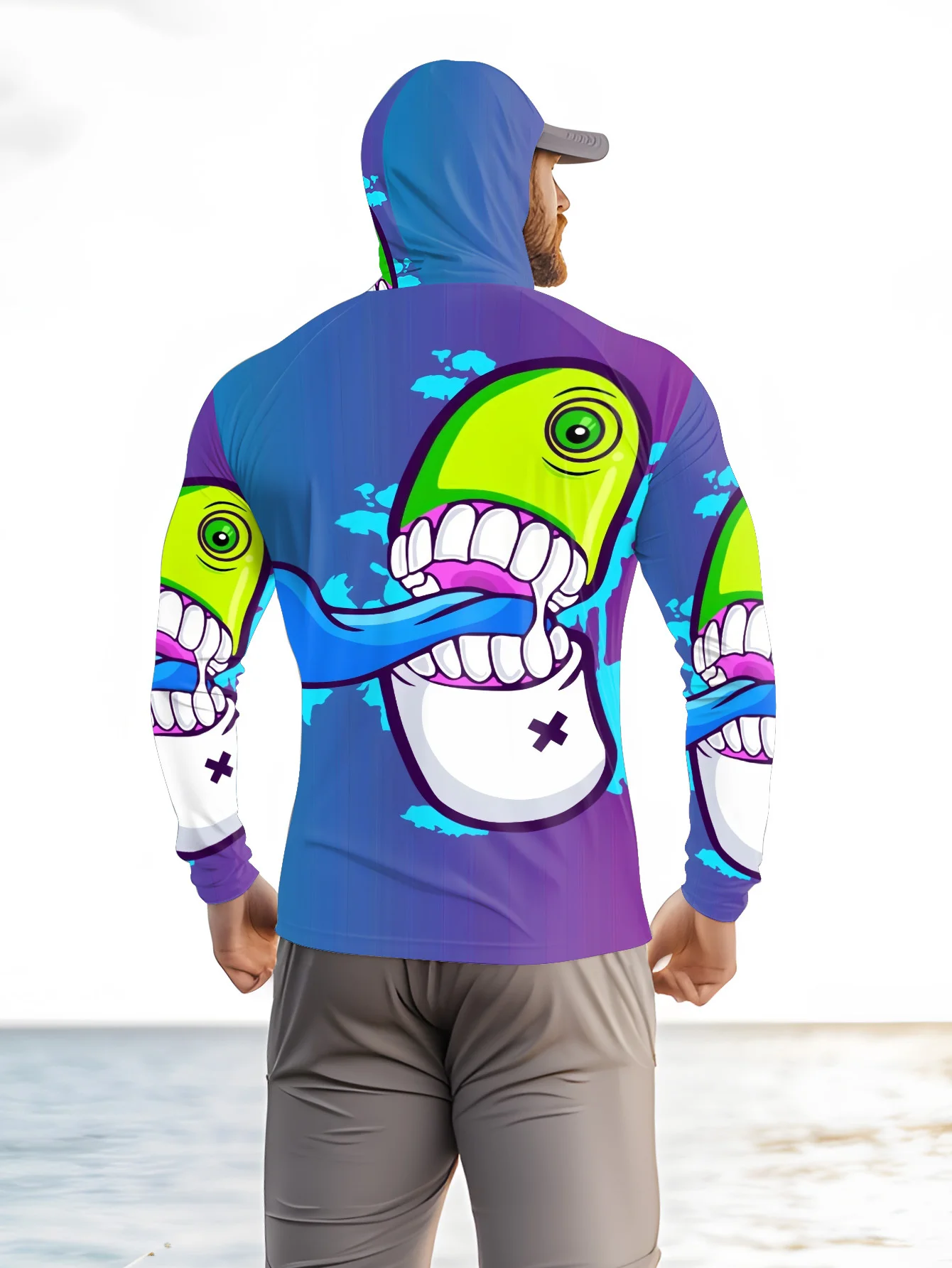 Jaket Hoodie Motif Kartun Mons - Fishing Mask Sun Protection ulasan dan harga
