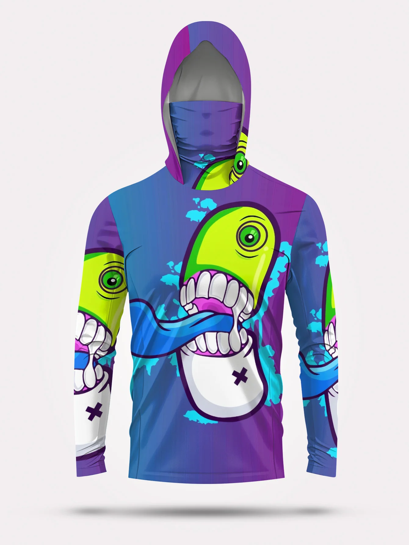 Jaket Hoodie Motif Kartun Mons - Fishing Mask Sun Protection ulasan dan harga