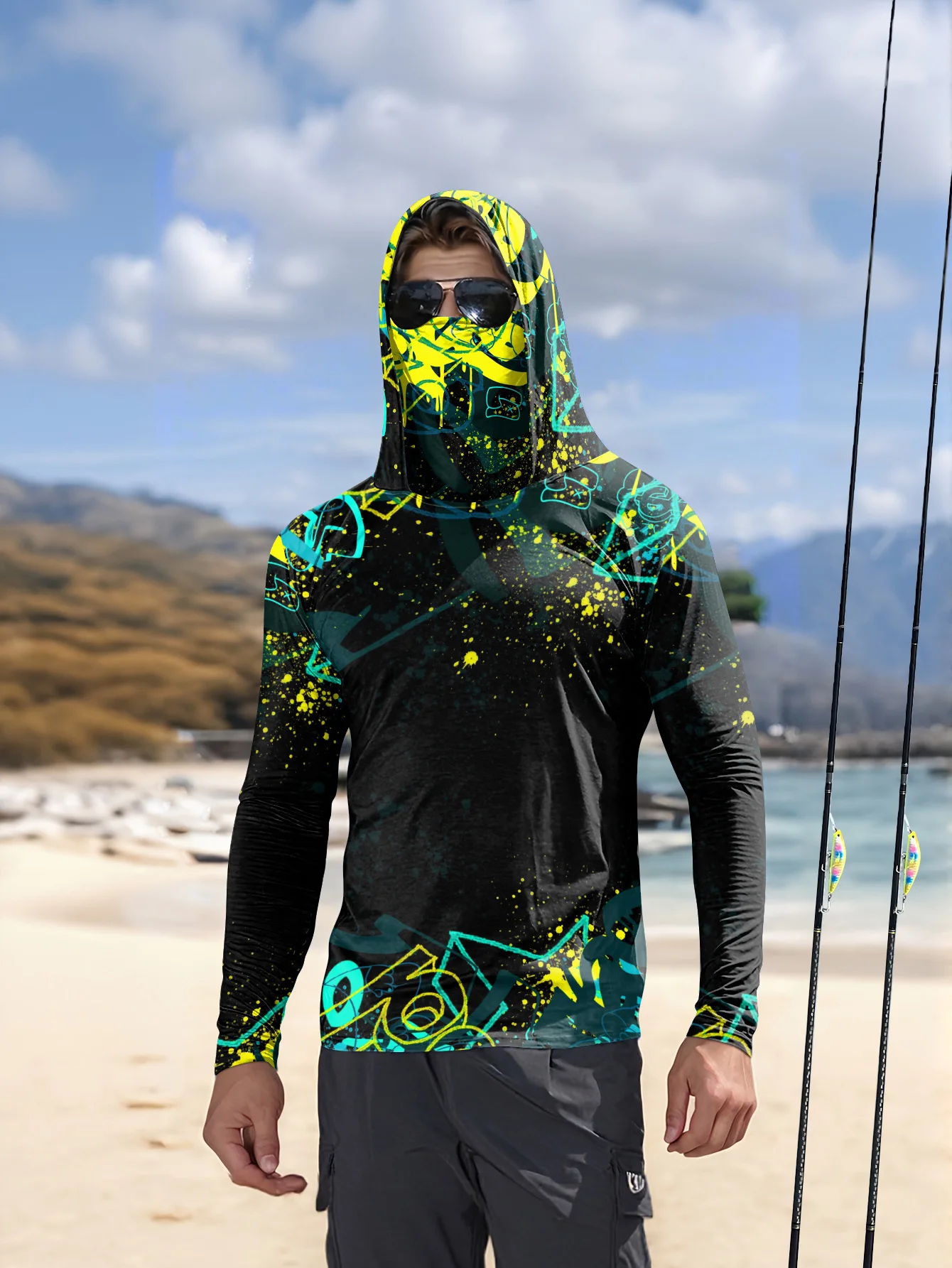 Hoodie Pancing Pria UPF50+ den - Fishing Hoodie ulasan dan harga
