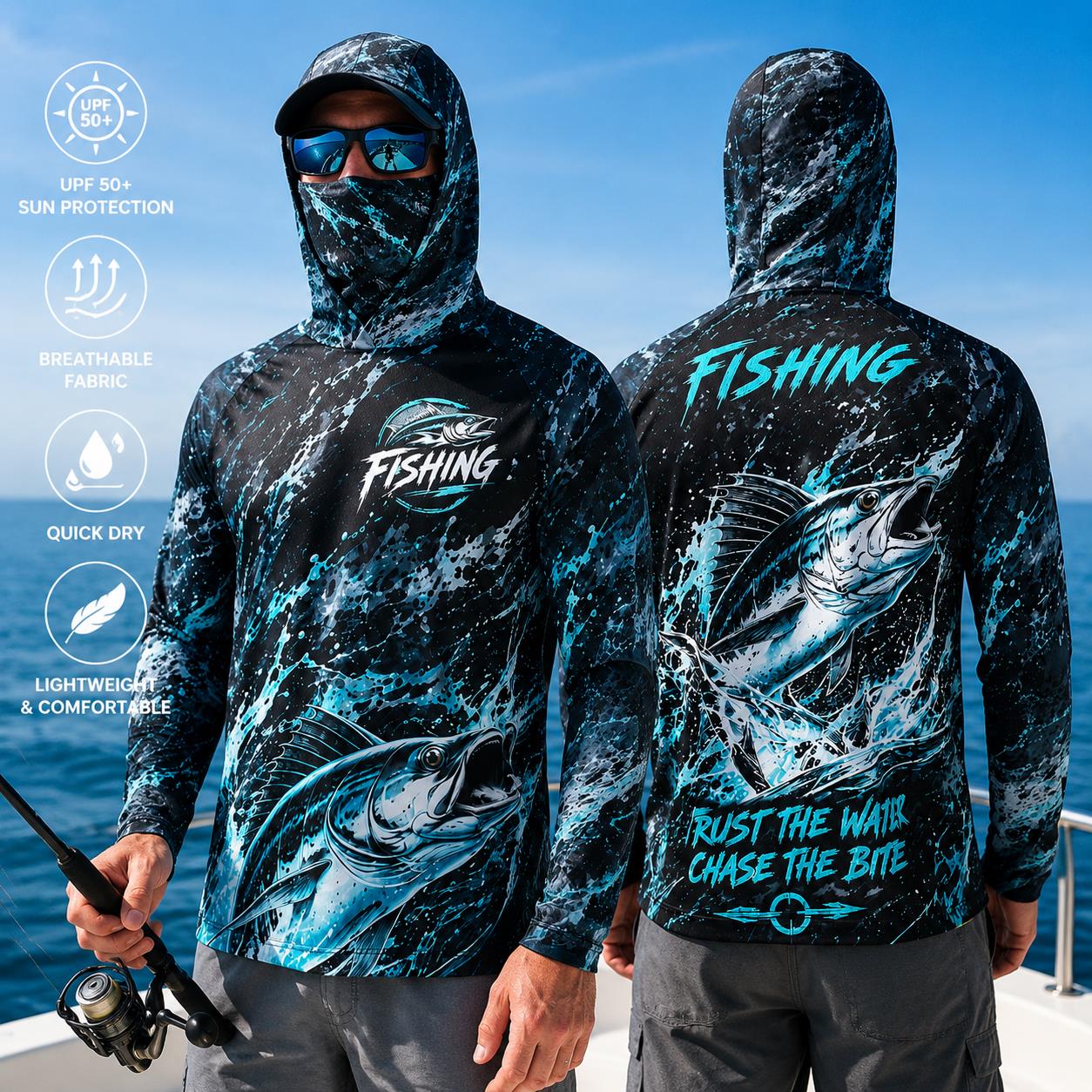Hoodie Pancing Pria Cepat Keri - Fishing Hoodie ulasan dan harga