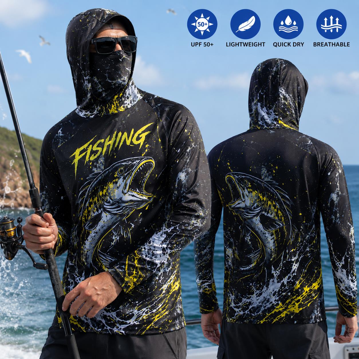 Hoodie Pancing Pria Cepat Keri - Fishing Hoodie ulasan dan harga